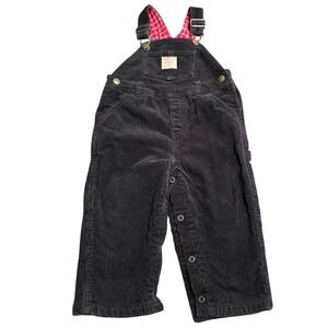 Old Navy‎ Corduroy Overalls Baby's Size 12-18 L Months Black Retro Plaid Lined